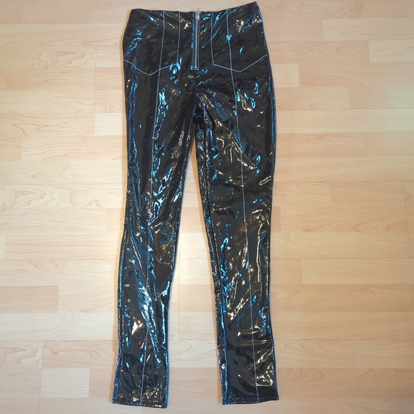 Black PVC Vinyl High Waisted Cat Woman Pants - Picture 5 of 8